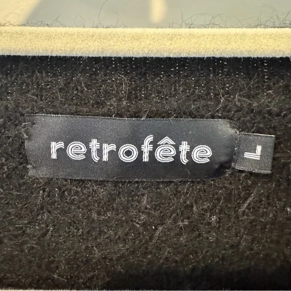 Retrofete Astra Mock Neck Sweater Mohair Wool Crystal Embellished Black | Size L - Picture 5 of 8